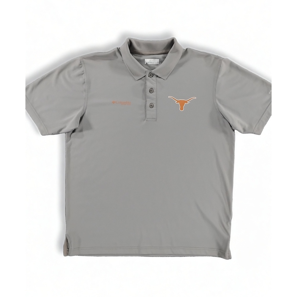 Athleisure Sporty Columbia Texas Longhorns PFG Polo Shirt Mens Size M Polyester